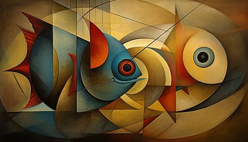 Abstracte vissen kubisme panorama