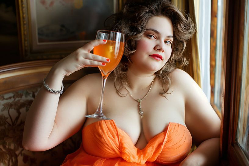 femme boit un verre de vin par Egon Zitter