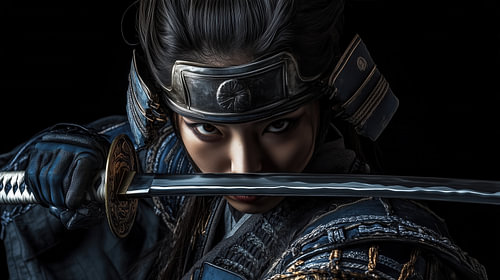 Portrait of a female samurai – panoramic view