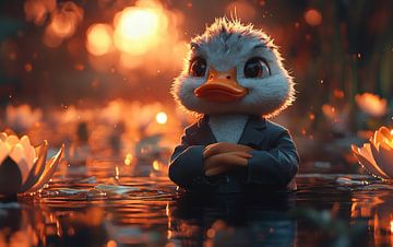Die Dapper Duck in einem Lotusparadies