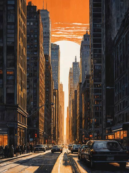 City in the Glow of the Setting Sun by Retrotimes