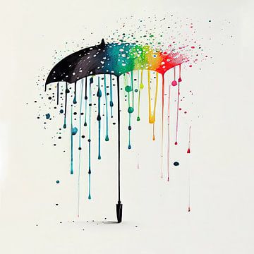 Rainbow Umbrella Painting by Preet Lambon