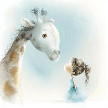 La fille et la girafe - 2 | Chambre d'enfant sur Karina Brouwer