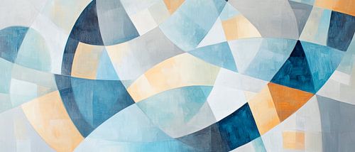 Abstracte geometrie in blauw en beige