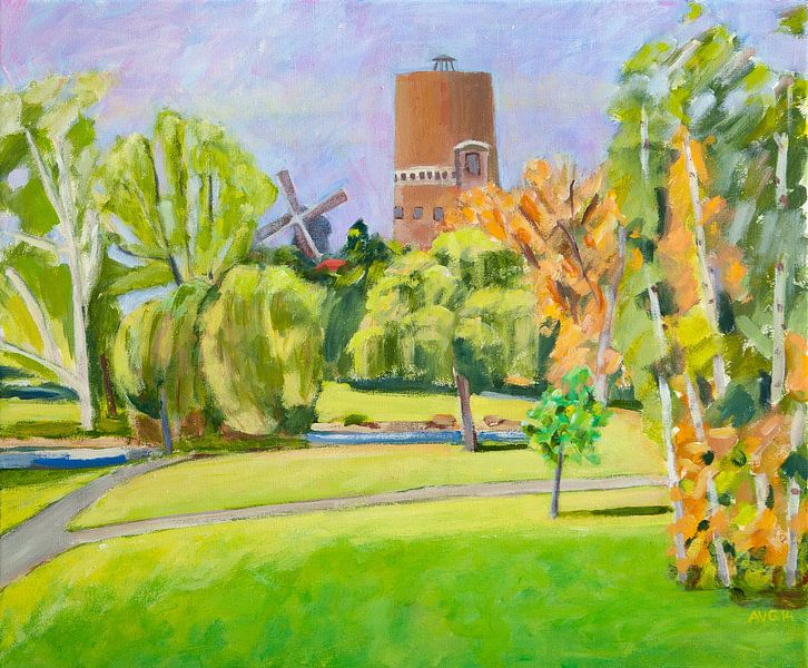 Château d'eau en automne par Antonie van Gelder Beeldend kunstenaar