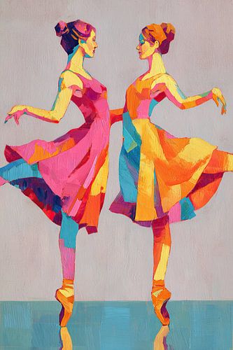 Colorful Ballerina Duo