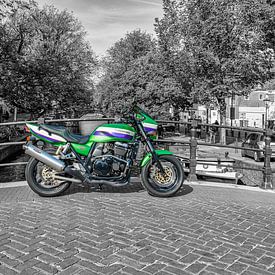 A Kawasaki ZRX1100 on the Reguliersgracht in Amsterdam. by Don Fonzarelli