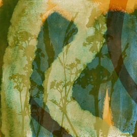 Organic Abstractions. Modern abstract botanical art. Green flower dreams by Dina Dankers