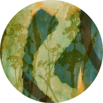 Organische abstracties. Moderne abstracte botanische kunst. Groene bloemen dromen van Dina Dankers