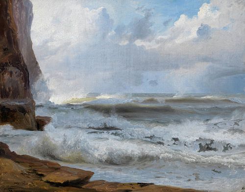 Zeestudie bij Etretat (met rotskust links), Johann Wilhelm Schirmer