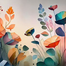 Farbenfroher abstrakter botanischer Garten mit modernen Blumen (10) von STUDIO ARTSY