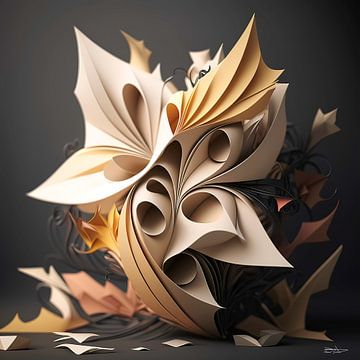origami van een bloem van Gelissen Artworks