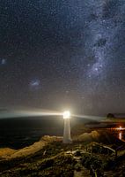Castle Point vuurtoren bij nacht, NZ, Nieuw Zeeland, portret