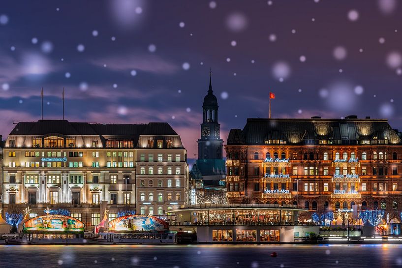 Schneeflocken auf  dem Hamburger Weihnachtsmarkt von ahafineartimages