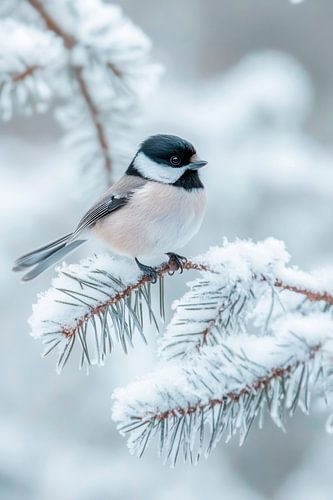 Vogel op een besneeuwde tak