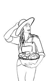 Mädchen mit ihrem Korb voller Gemüse von MishMash van Heukelom