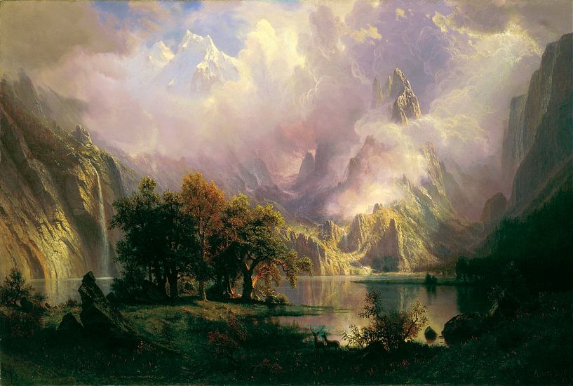 Albert Bierstadt. Rocky Mountain Landscape van 1000 Schilderijen