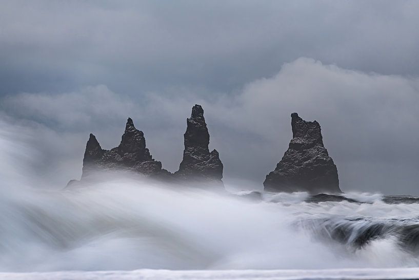 The dance of water and stone - Reynisdrangar from Kirkjufjara by Gerry van Roosmalen
