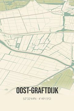 Vintage map of Oost-Graftdijk (North Holland) by Rezona