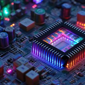 Rechenzentrum, Chip, Hauptplatine, Neon, Panorama von TheXclusive Art