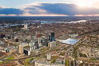 Luchtfoto centrum Rotterdam tijdens zonsondergang van Anton de Zeeuw thumbnail