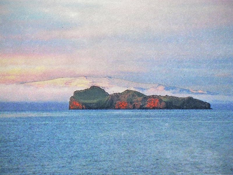 Blick auf Elliðaey, Island von Frans Blok