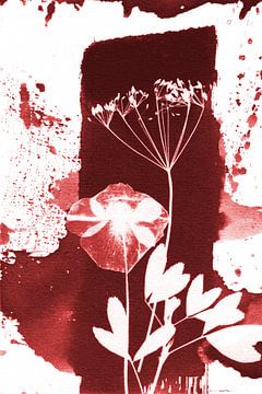 Abstracte rode bloemen van Lies Praet