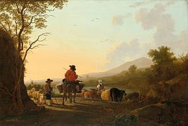 Landscape with Cattle Driver and Shepherd, Jacob van Strij