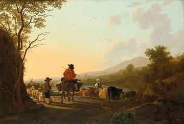 Landschap met Veehouder en Herder, Jacob van Strij