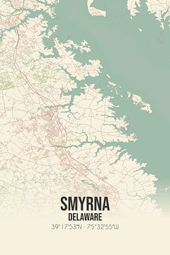 Vintage landkaart van Smyrna (Delaware), USA. van MijnStadsPoster