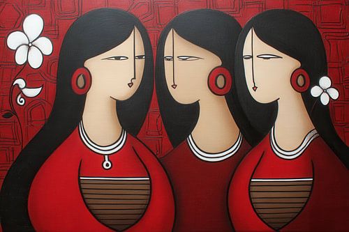 trio vrouw met bloemen