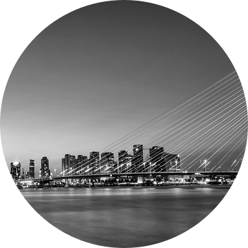Erasmusbrug en avond skyline Rotterdam | Panorama Monoc