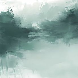 Abstraktes, minimalistisches Gemälde in Blaugrün von IamHome Studio