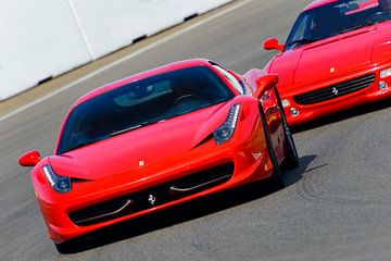 Red Ferrari 458 Italia sports car driving Zandvoort by Sjoerd van der Wal Photography