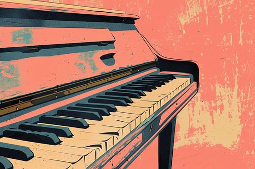 Piano in kleurrijke retro stijl