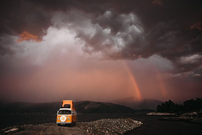 small camper in the storm by Meral Soydas