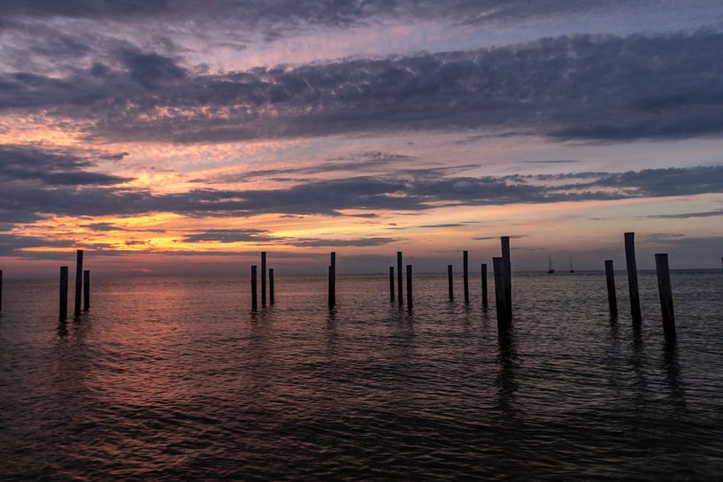 Palendorp by hats at sunset Also the sailing ships are at rest by Paul Veen