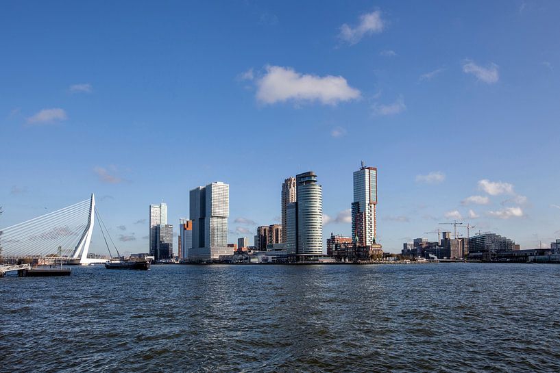 Panoramablick auf die Erasmusbrücke in der Stadt und die Gebäude von Rotterdam in den Niederlanden von Tjeerd Kruse