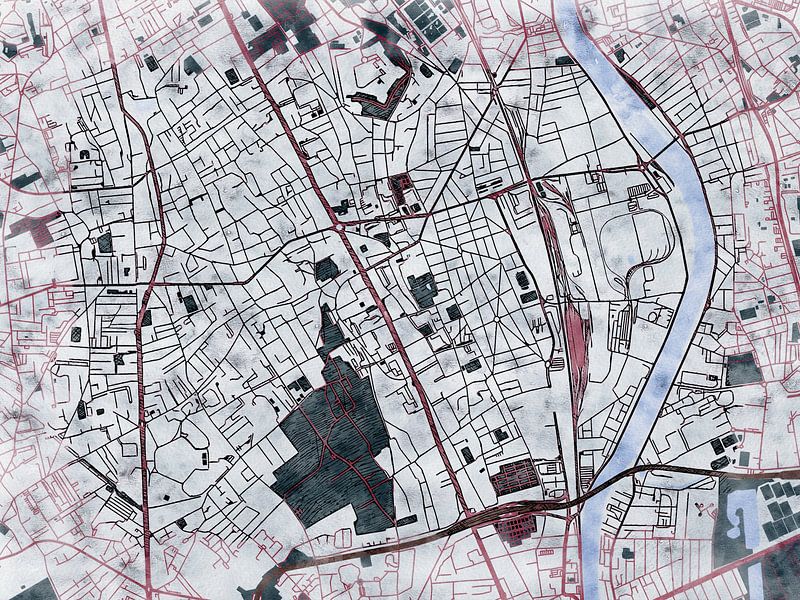 Map of Vitry-sur-Seine with the style 'White Winter' by Maporia