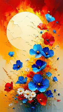 Dans l'incandescence de l'été - des fleurs sauvages à la lumière d'un coucher de soleil flamboyant sur AidasignArt