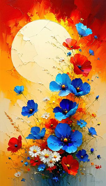 In the glow of summer - wildflowers in the light of a flaming sunset by AidasignArt