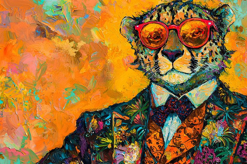 Bunter Leopard mit Brille von Art & Soul Creations