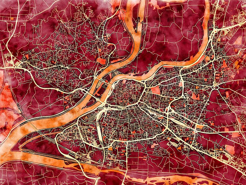 Carte de Avignon avec le style 'Amber Autumn' par Maporia