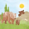 Beren met babybeer in de bergen van Karin van der Vegt