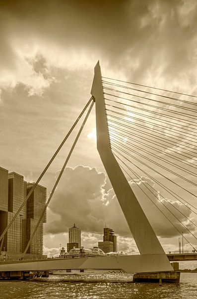 Erasmus Bridge in sepia by Frans Blok - photos, art and other wall decoration