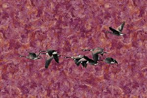 Flying Canada geese (art, Van Gogh style) by Art by Jeronimo