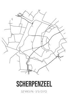 Scherpenzeel (Fryslan) | Landkaart | Zwart-wit van Rezona