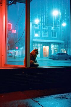Kat wacht in het raam van Franziska Pfeiffer
