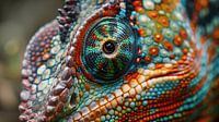 Close-up van een kameleon met fascinerende kleuren