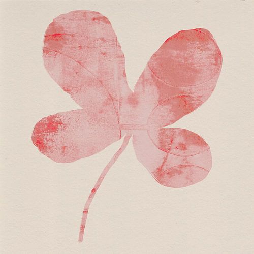 Bloemige silhouetten. Klaver in roze en wit.